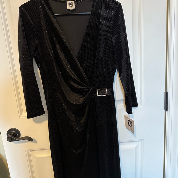 🆕NWT Anne Klein black velvet sparkly dress - Picture 1 of 4